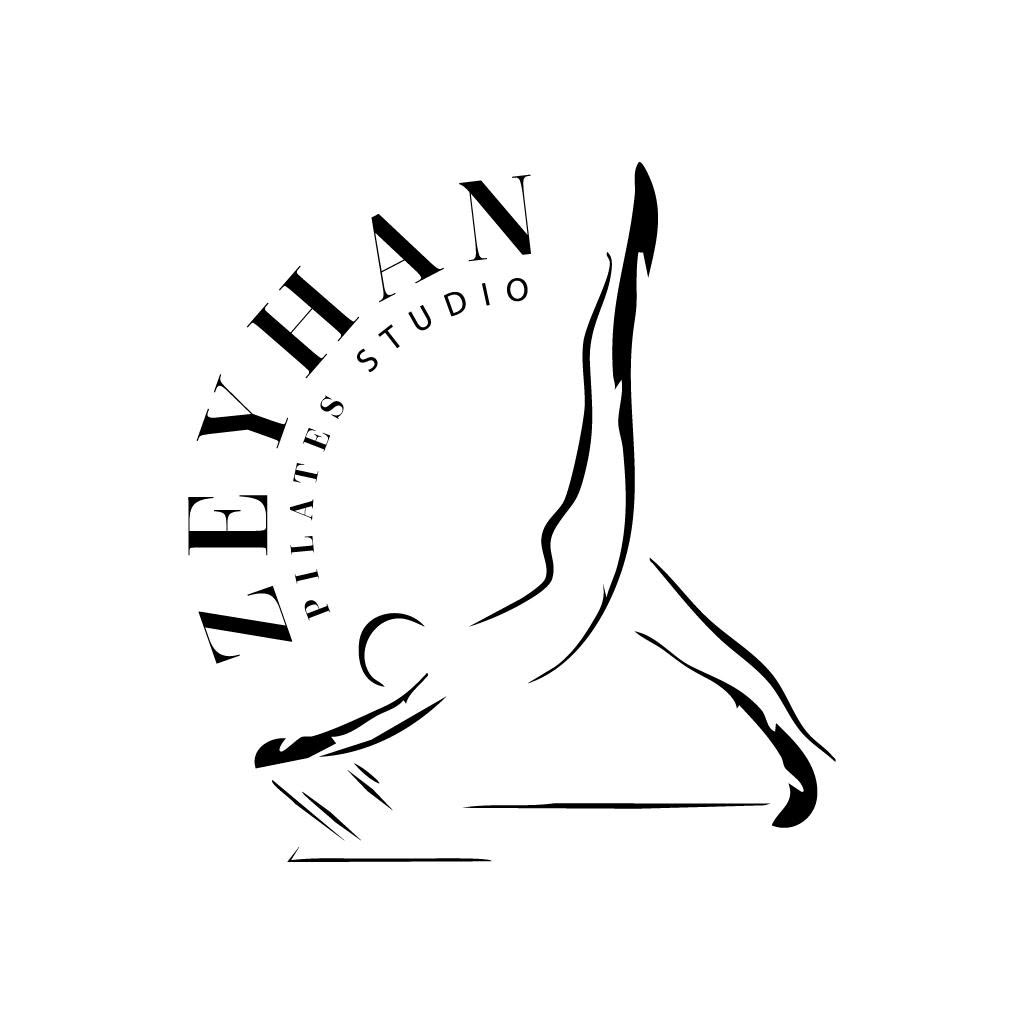Zeyhan Pilates Studio logosu; pilates hareketi yapan stilize figür